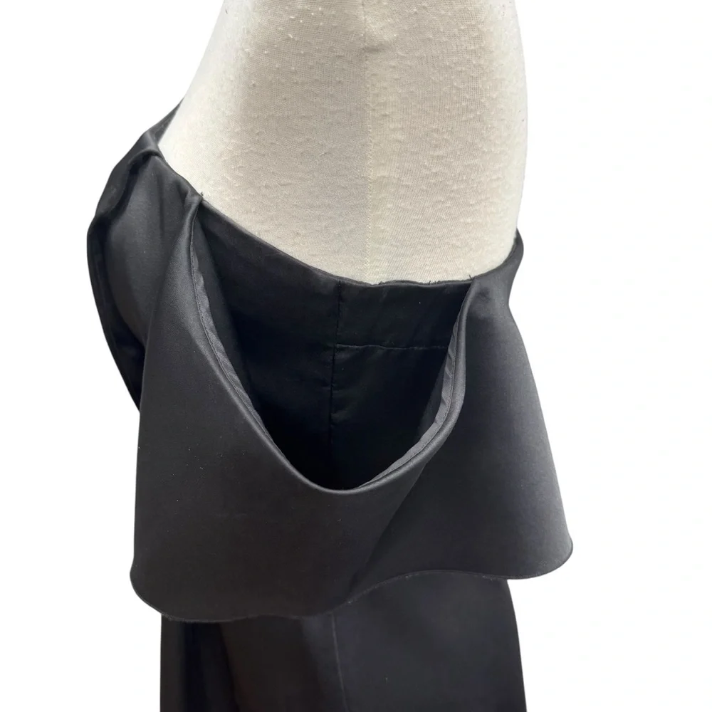 Sandro Black A-Line Cocktail Dress with Flutter Sleeves Mini Size 3 Black Satin - Picture 3 of 15